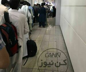 صف انجام تست مسافران پروازهای ورودی در فرودگاه امام خمینی (ره)