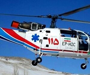 انتقال کودک حادثه دیده در ارتفاعات شاهو با بالگرد به سنندج