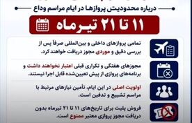 محدودیت پروازهای داخلی و بین‌المللی از ۱۱ تا ۲۱ تیرماه