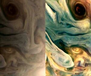 رنگ‌های خیره‌کننده سیاره مشتری در تصاویر فضاپیمای جونو