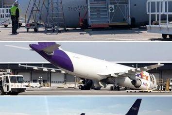 فروریختن چرخ دماغه ایرباس A۳۰۰ شرکت FedEx در فرودگاه بالتیمور