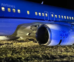 فرود اضطراری یک هواپیمای مسافربری در نروژ +فیلم