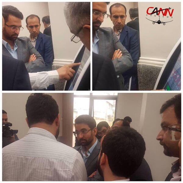 بازدید مهندس آذری جهرمی وزیر ارتباطات و فناوری اطلاعات از کیوسک سلف چکین فرانگر در مرکز رشد دانشگاه امیرکبیر 