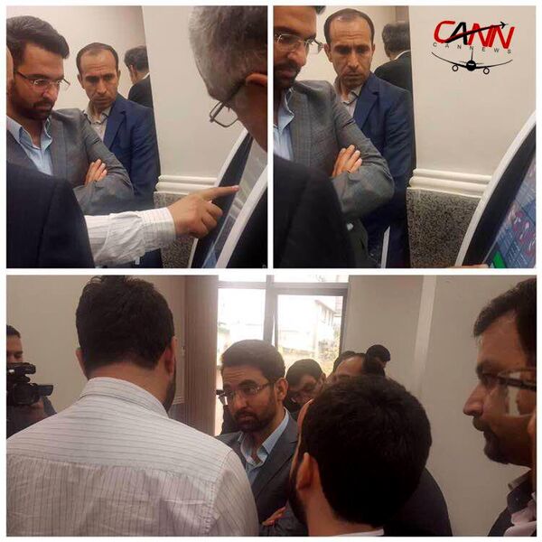 بازدید مهندس آذری جهرمی وزیر ارتباطات و فناوری اطلاعات از کیوسک سلف چکین فرانگر در مرکز رشد دانشگاه امیرکبیر 