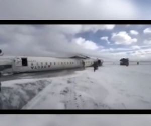 لحظه خروج دلهره‌آور مسافران از هواپیمای واژگون شده دلتا‌ایرلایز  