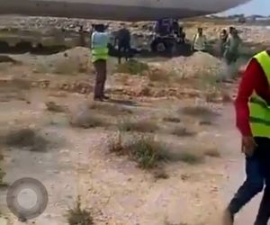 انحراف هواپیمای زائران حج از باند در فرودگاه البیضاء لیبی


