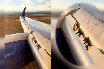 فرود اضطراری هواپیمای مسافربری آمریکایی به دلیل کنده شدن بخشی از بال