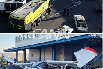 برخورد هواپیمای سبک با ساختمان جانبی فرودگاه