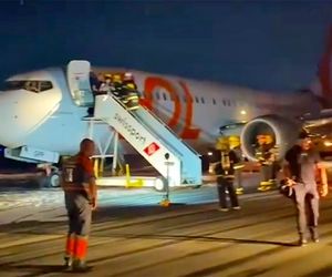 برخورد بوئینگ ۷۳۷ مکس گول ایرلاینز با خودرو فرودگاهی وسط باند