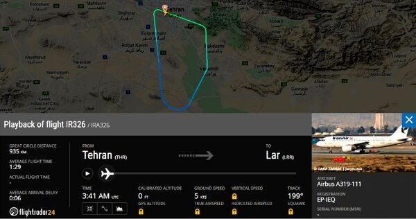 بازگشت پرواز تهران-لارستان ایران ایر به مبدا 