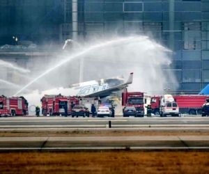 تصاویری از آتش گرفتن توپولوف ۲۰۴ در چین 